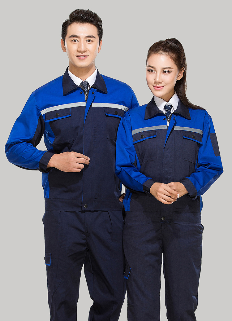 滌棉藏青色拼藍色反光條工作服套裝GZ-8011 滌棉藏青色拼藍色反光條工作服套裝GZ-8011